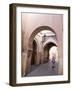 Woman in Traditional Djellaba Dress in Narrow Streets of Old Quarter, Medina, Marrakesh, Morocco-Stephen Studd-Framed Photographic Print