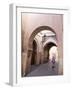 Woman in Traditional Djellaba Dress in Narrow Streets of Old Quarter, Medina, Marrakesh, Morocco-Stephen Studd-Framed Photographic Print