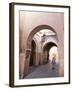 Woman in Traditional Djellaba Dress in Narrow Streets of Old Quarter, Medina, Marrakesh, Morocco-Stephen Studd-Framed Photographic Print