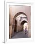 Woman in Traditional Djellaba Dress in Narrow Streets of Old Quarter, Medina, Marrakesh, Morocco-Stephen Studd-Framed Photographic Print