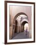 Woman in Traditional Djellaba Dress in Narrow Streets of Old Quarter, Medina, Marrakesh, Morocco-Stephen Studd-Framed Photographic Print