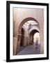 Woman in Traditional Djellaba Dress in Narrow Streets of Old Quarter, Medina, Marrakesh, Morocco-Stephen Studd-Framed Photographic Print