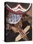 Woman in Traditional Dress and Hat, Weaving with Backstrap Loom, Chinchero, Cuzco, Peru-Merrill Images-Stretched Canvas