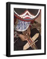 Woman in Traditional Dress and Hat, Weaving with Backstrap Loom, Chinchero, Cuzco, Peru-Merrill Images-Framed Photographic Print