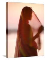 Woman in Traditional Dress, Gadsisar Lake, Jaisalmer, Rajasthan, India-Doug Pearson-Stretched Canvas