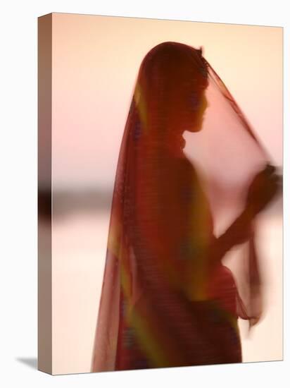 Woman in Traditional Dress, Gadsisar Lake, Jaisalmer, Rajasthan, India-Doug Pearson-Stretched Canvas