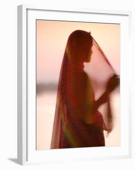 Woman in Traditional Dress, Gadsisar Lake, Jaisalmer, Rajasthan, India-Doug Pearson-Framed Photographic Print