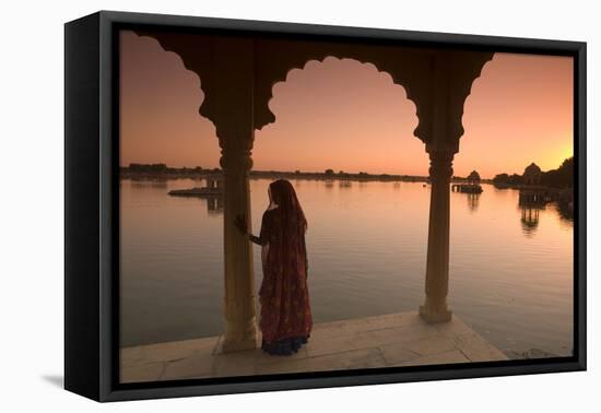 Woman in Traditional Dress, Jaisalmer, Western Rajasthan, India, Asia-Doug Pearson-Framed Stretched Canvas