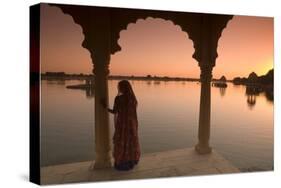 Woman in Traditional Dress, Jaisalmer, Western Rajasthan, India, Asia-Doug Pearson-Stretched Canvas