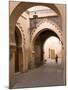 Woman in Traditional Dress Walking in Narrow Side Streets, Old Quarter, Medina, Marrakesh, Morocco-Stephen Studd-Mounted Photographic Print