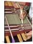 Woman in Traditional Dress, Weaving with Backstrap Loom, Chinchero, Cuzco, Peru-Merrill Images-Stretched Canvas