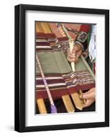 Woman in Traditional Dress, Weaving with Backstrap Loom, Chinchero, Cuzco, Peru-Merrill Images-Framed Premium Photographic Print