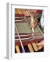 Woman in Traditional Dress, Weaving with Backstrap Loom, Chinchero, Cuzco, Peru-Merrill Images-Framed Photographic Print