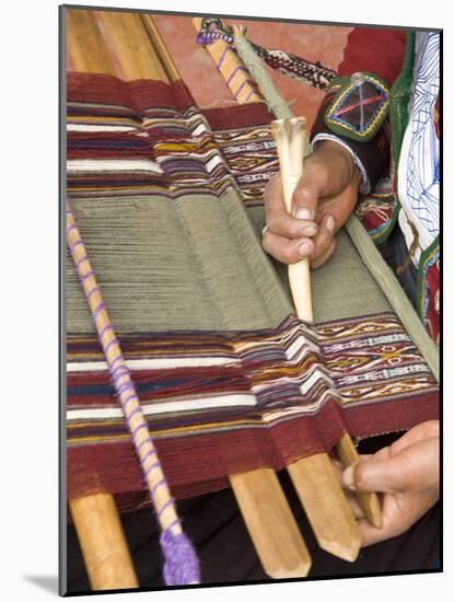 Woman in Traditional Dress, Weaving with Backstrap Loom, Chinchero, Cuzco, Peru-Merrill Images-Mounted Photographic Print