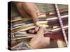 Woman in Traditional Dress, Weaving with Backstrap Loom, Chinchero, Cuzco, Peru-Merrill Images-Stretched Canvas