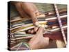 Woman in Traditional Dress, Weaving with Backstrap Loom, Chinchero, Cuzco, Peru-Merrill Images-Stretched Canvas