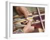 Woman in Traditional Dress, Weaving with Backstrap Loom, Chinchero, Cuzco, Peru-Merrill Images-Framed Photographic Print