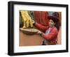 Woman in Traditional Dress, Wool Dyed Before Weaving, Chinchero, Cuzco, Peru-Merrill Images-Framed Photographic Print