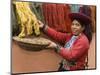 Woman in Traditional Dress, Wool Dyed Before Weaving, Chinchero, Cuzco, Peru-Merrill Images-Mounted Photographic Print