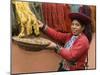 Woman in Traditional Dress, Wool Dyed Before Weaving, Chinchero, Cuzco, Peru-Merrill Images-Mounted Photographic Print