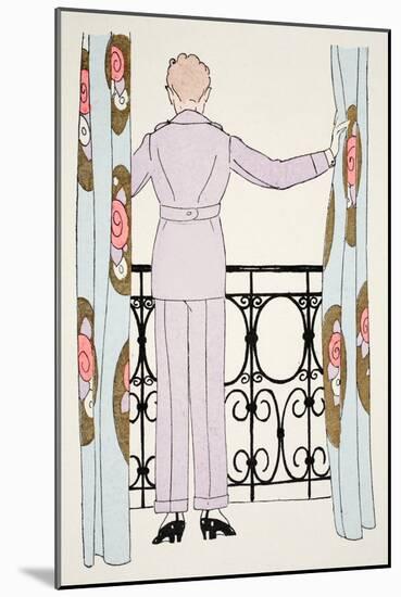 Woman in Trouser Suit at Window (Pochoir Print)-Umberto Brunelleschi-Mounted Giclee Print