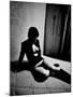 Woman in underwear on Bare Mattress-Phil Sharp-Mounted Photographic Print