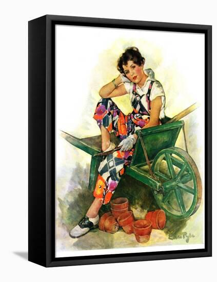 "Woman in Wheelbarrow,"June 20, 1931-Ellen Pyle-Framed Stretched Canvas