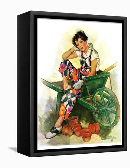 "Woman in Wheelbarrow,"June 20, 1931-Ellen Pyle-Framed Stretched Canvas