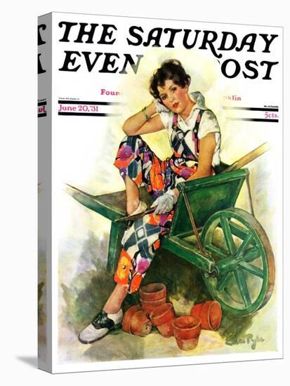 "Woman in Wheelbarrow," Saturday Evening Post Cover, June 20, 1931-Ellen Pyle-Stretched Canvas