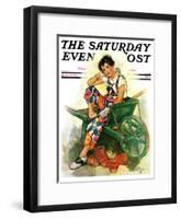 "Woman in Wheelbarrow," Saturday Evening Post Cover, June 20, 1931-Ellen Pyle-Framed Giclee Print