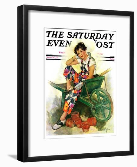 "Woman in Wheelbarrow," Saturday Evening Post Cover, June 20, 1931-Ellen Pyle-Framed Giclee Print