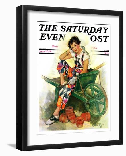 "Woman in Wheelbarrow," Saturday Evening Post Cover, June 20, 1931-Ellen Pyle-Framed Giclee Print