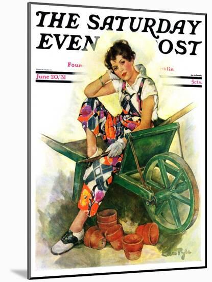 "Woman in Wheelbarrow," Saturday Evening Post Cover, June 20, 1931-Ellen Pyle-Mounted Giclee Print