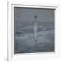 Woman in White Dress Walking at Water's Edge by the Sea-Francesco Paolo Michetti-Framed Art Print