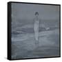 Woman in White Dress Walking at Water's Edge by the Sea-Francesco Paolo Michetti-Framed Stretched Canvas