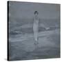 Woman in White Dress Walking at Water's Edge by the Sea-Francesco Paolo Michetti-Stretched Canvas