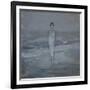 Woman in White Dress Walking at Water's Edge by the Sea-Francesco Paolo Michetti-Framed Art Print