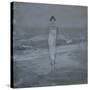 Woman in White Dress Walking at Water's Edge by the Sea-Francesco Paolo Michetti-Stretched Canvas