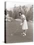 Woman in White Gloves Playing Golf-null-Stretched Canvas