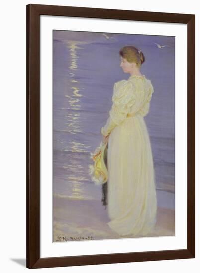 Woman in White on a Beach, 1893-Peder Severin Kröyer-Framed Premium Giclee Print