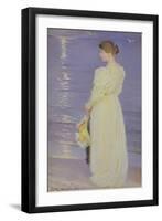 Woman in White on a Beach, 1893-Peder Severin Kröyer-Framed Premium Giclee Print