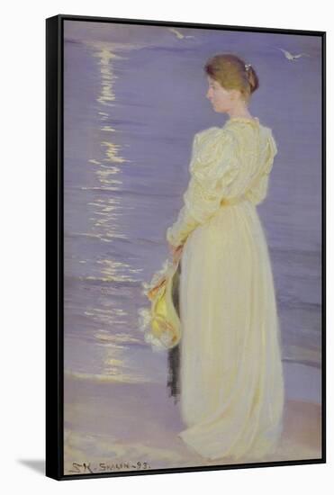 Woman in White on a Beach, 1893-Peder Severin Kröyer-Framed Stretched Canvas