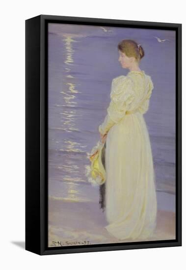 Woman in White on a Beach, 1893-Peder Severin Kröyer-Framed Stretched Canvas