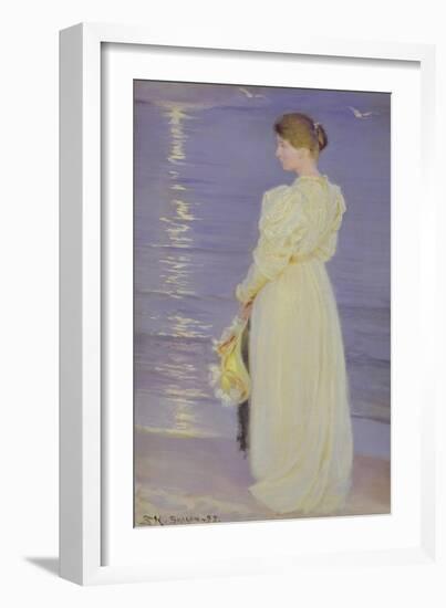 Woman in White on a Beach, 1893-Peder Severin Kröyer-Framed Giclee Print
