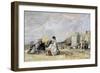 Woman in White on the Beach at Trouville, 1869-Eugène Boudin-Framed Giclee Print