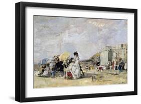 Woman in White on the Beach at Trouville, 1869-Eugène Boudin-Framed Giclee Print