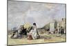 Woman in White on the Beach at Trouville, 1869-Eugène Boudin-Mounted Giclee Print