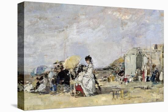 Woman in White on the Beach at Trouville, 1869-Eugène Boudin-Stretched Canvas