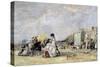 Woman in White on the Beach at Trouville, 1869-Eugène Boudin-Stretched Canvas