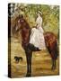 Woman in White Riding a horse-Max Slevogt-Stretched Canvas